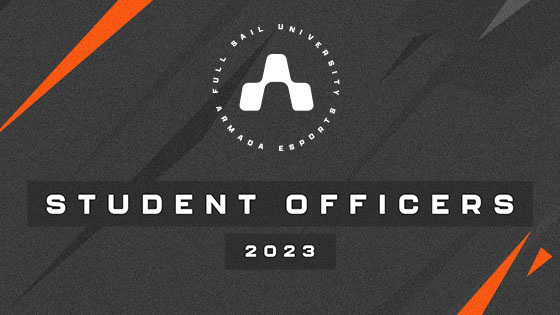 The Armada logo appears with the words "Student Officers" and the year, 2023, displayed in white font against a grey background with an orange and black pattern.